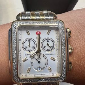 Authentic Michele Watch Deco Diamonds Two Tone